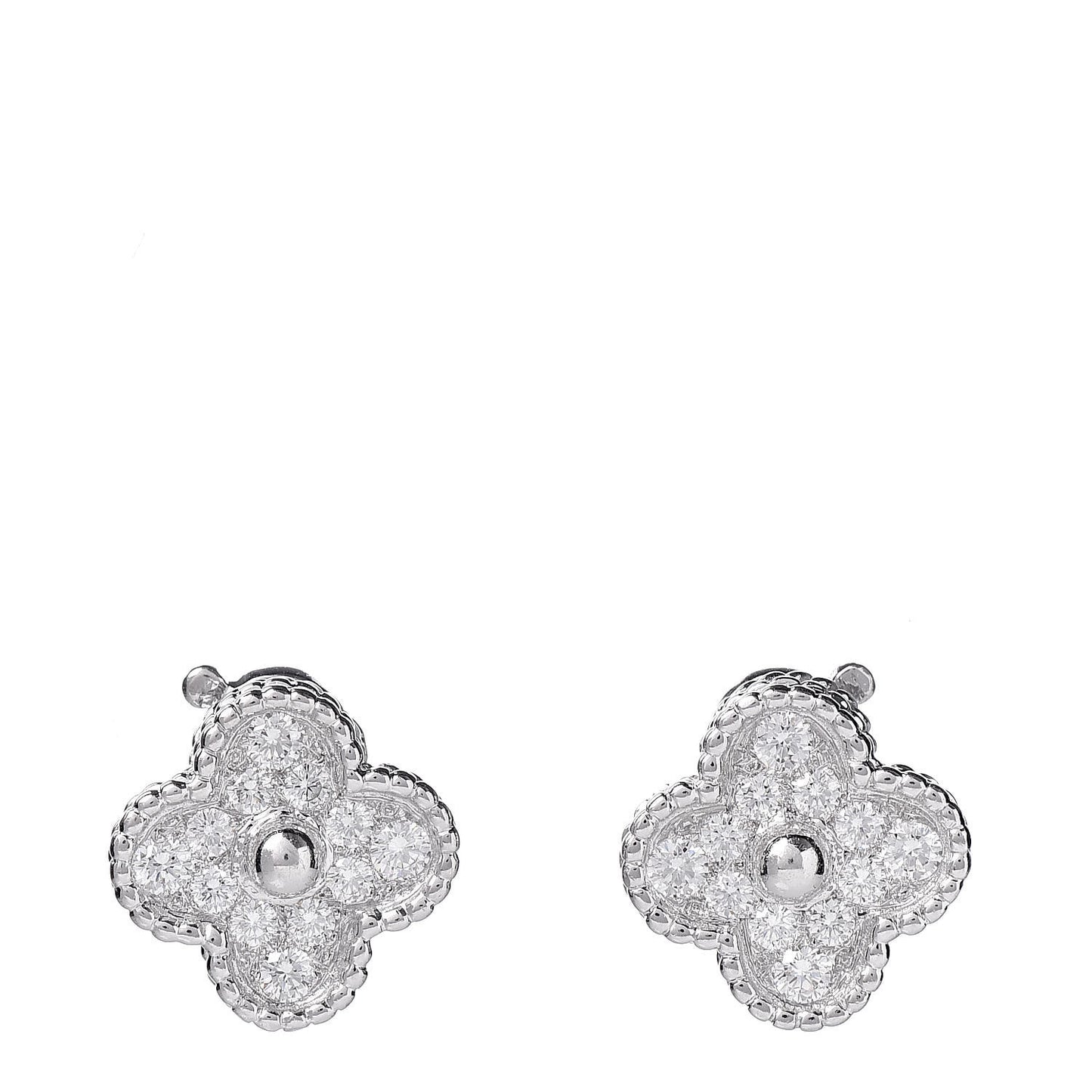 18K White Gold Diamond Vintage Alhambra Earrings