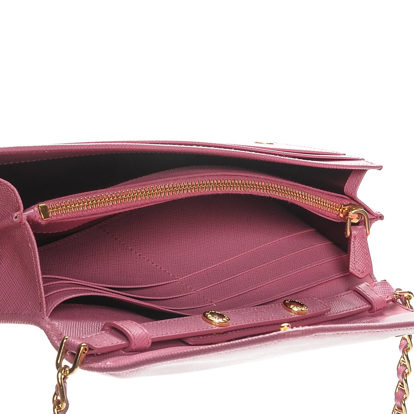 Saffiano Metal Oro Chain Wallet Begonia
