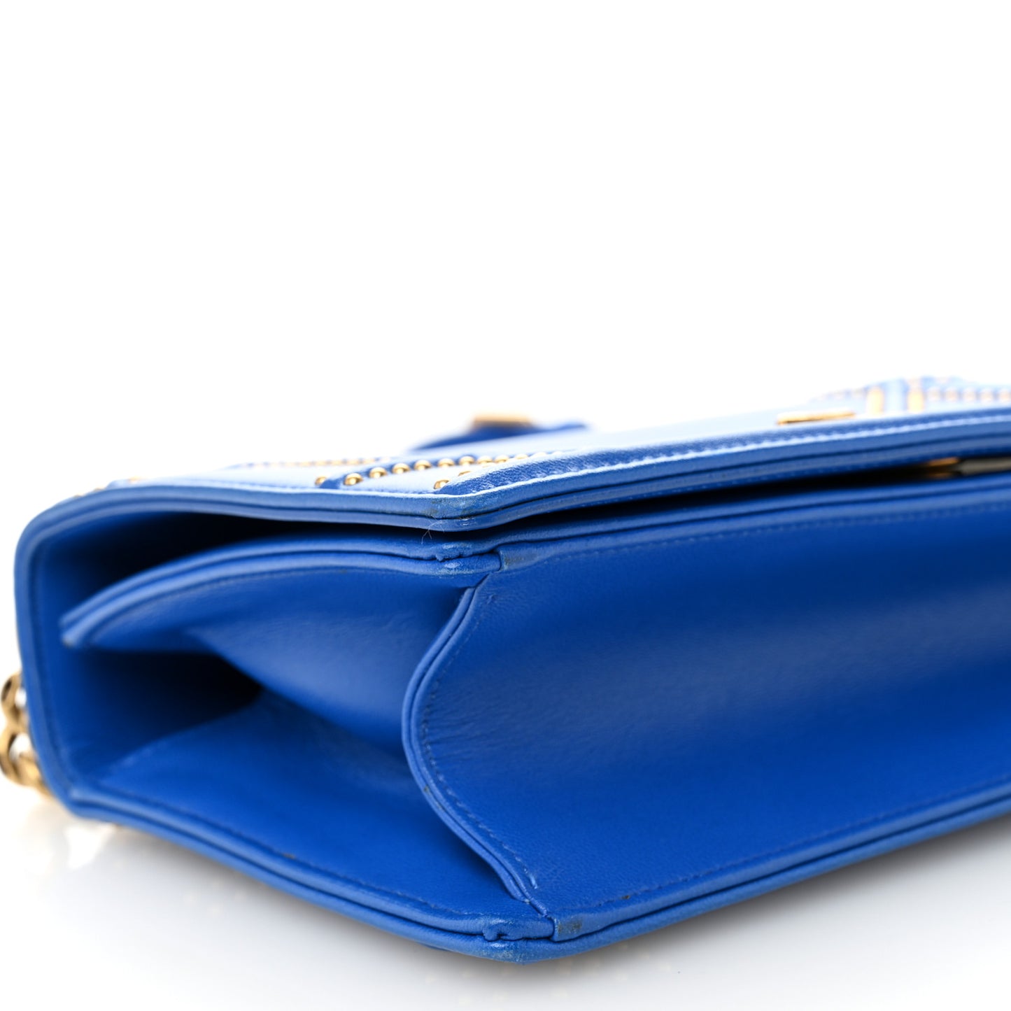 Lambskin Studded Medium Diorama Flap Bag Blue