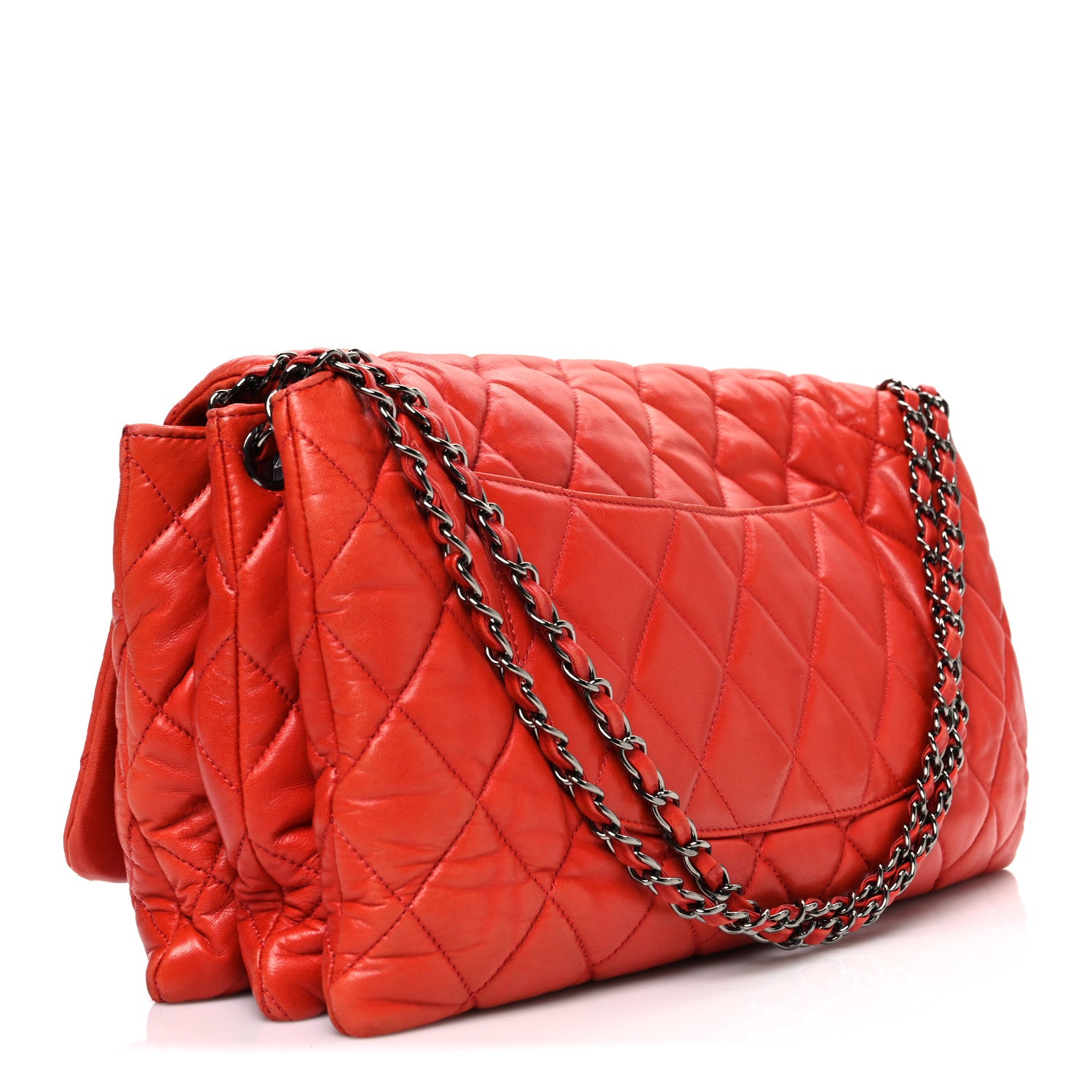 Chanel Lambskin Quilted Chanel 3 Accordion Flap Bag Red 3 of 10
