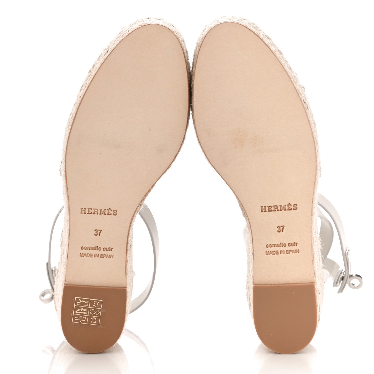 Hermes Calfskin Tipoli Espadrille Wedges 37 White 5 of 13
