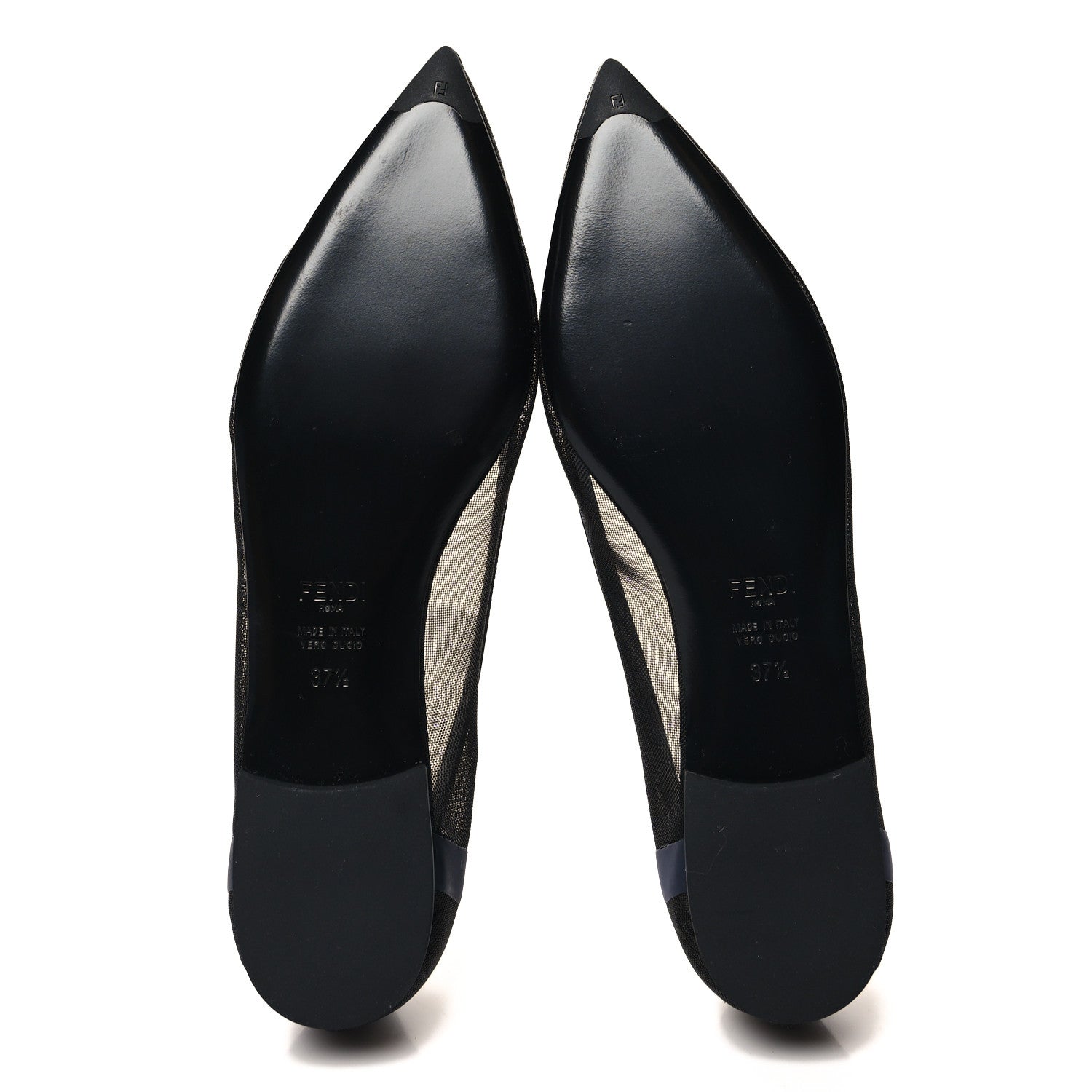 Fendi Mesh Skimmer Ballerina Flats 37.5 Navy Black 5 of 7