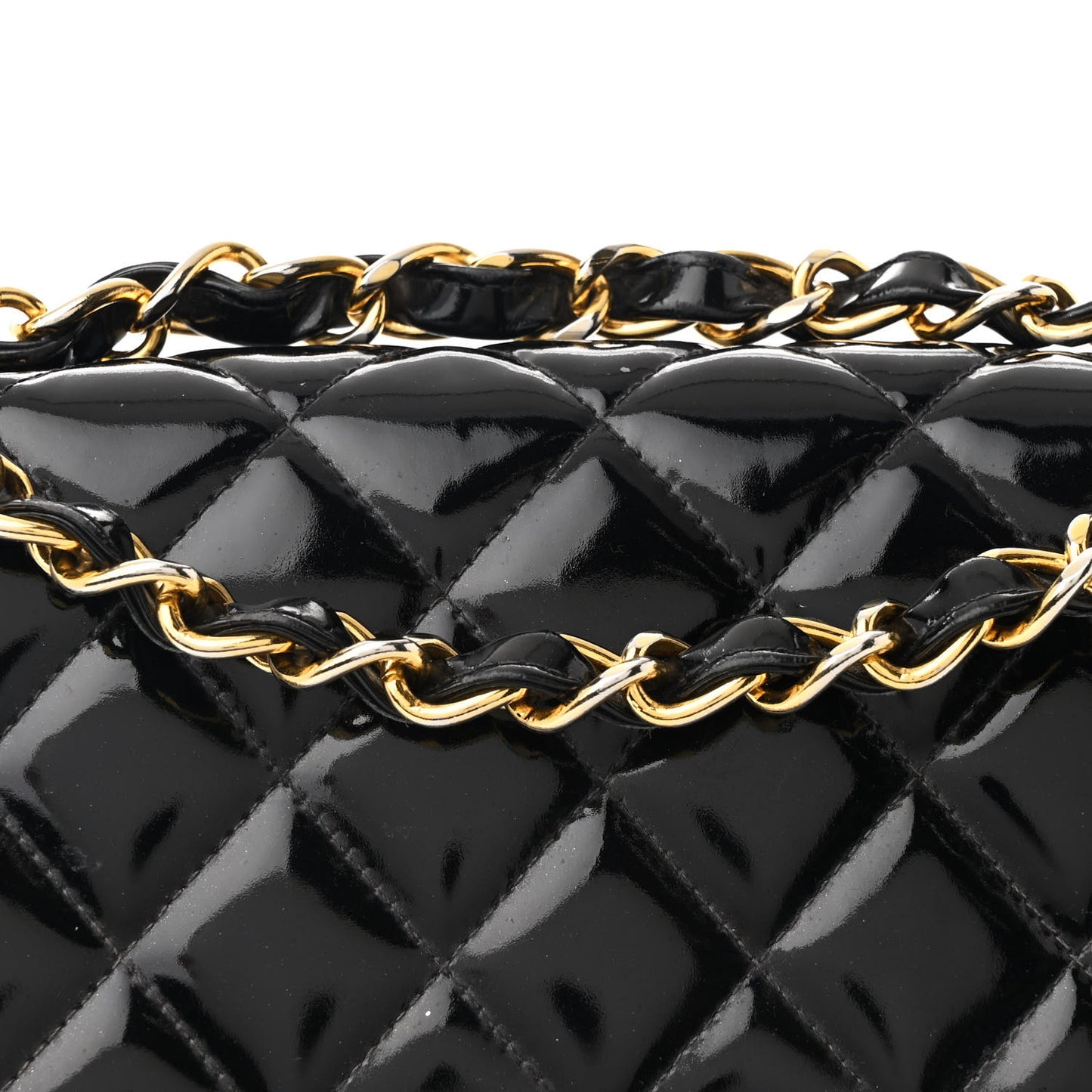 Patent Quilted XL Jumbo Single Flap Black