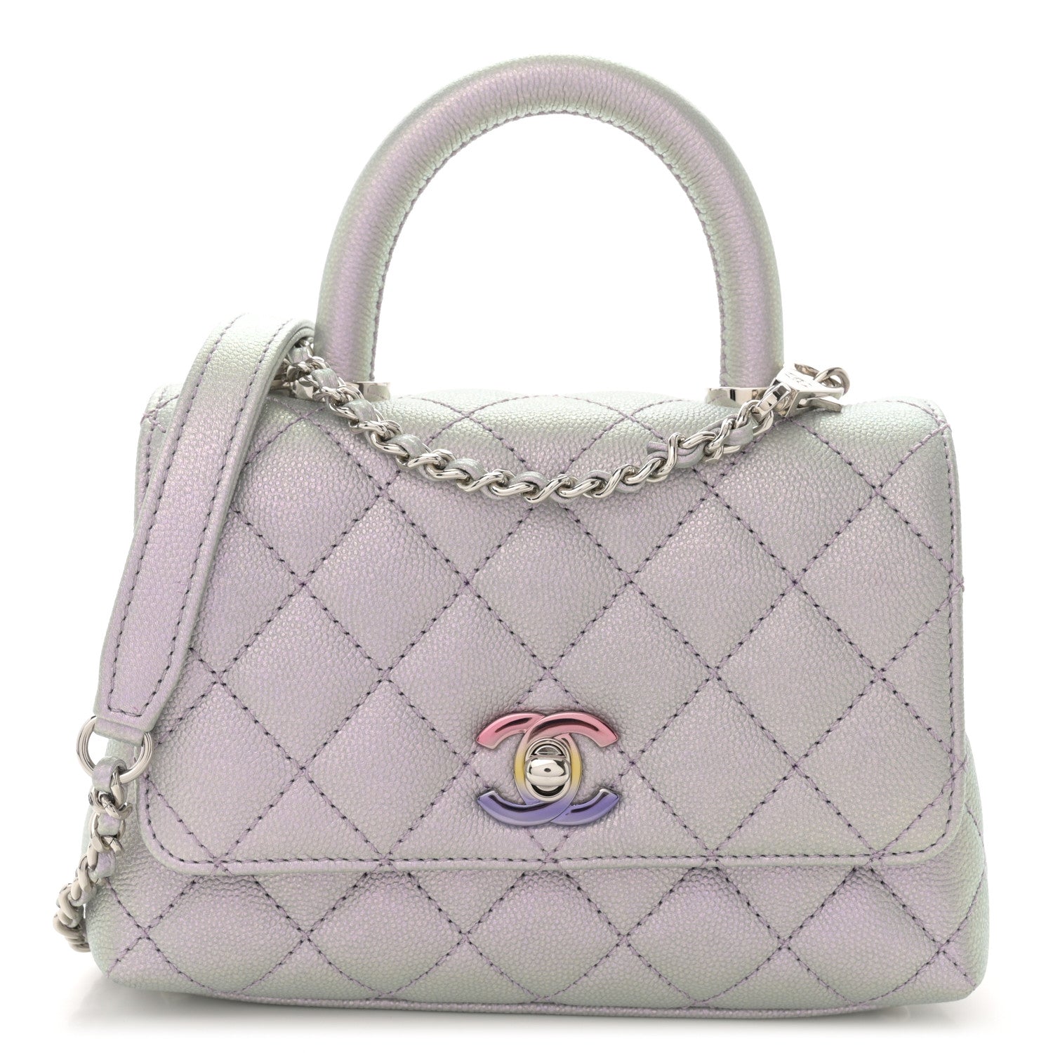 Chanel Iridescent Caviar Quilted Extra Mini Coco Handle Flap Purple 1 of 11