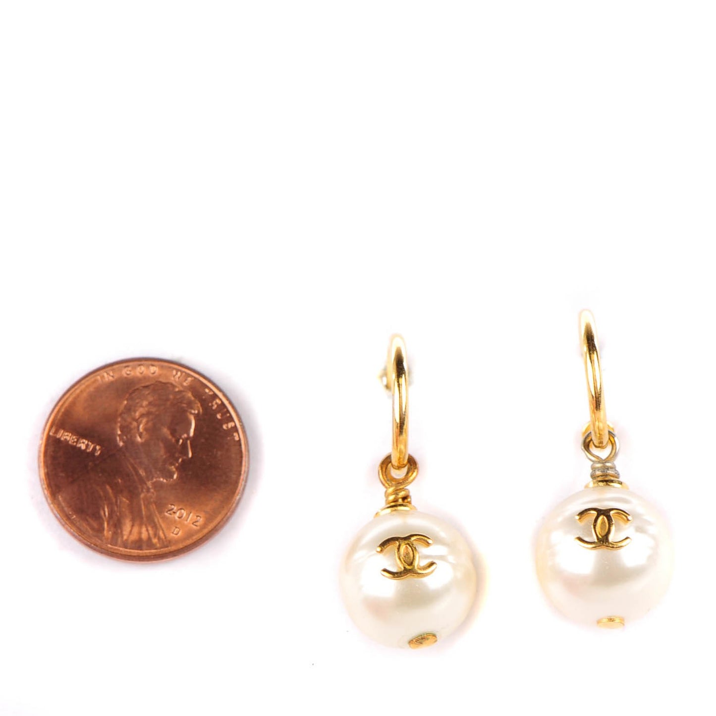 Pearl CC Drop Earrings Gold