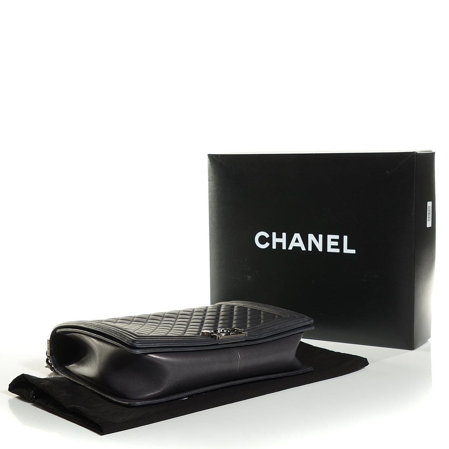 Lambskin Quilted Large Boy Flap Dark Grey