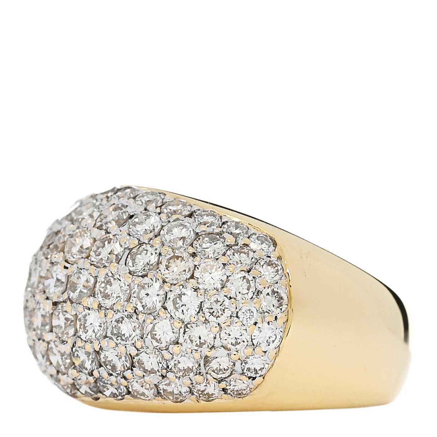 18K Yellow Gold Diamond  3.18ctw Seven Row Dome Band Ring 51 5.75