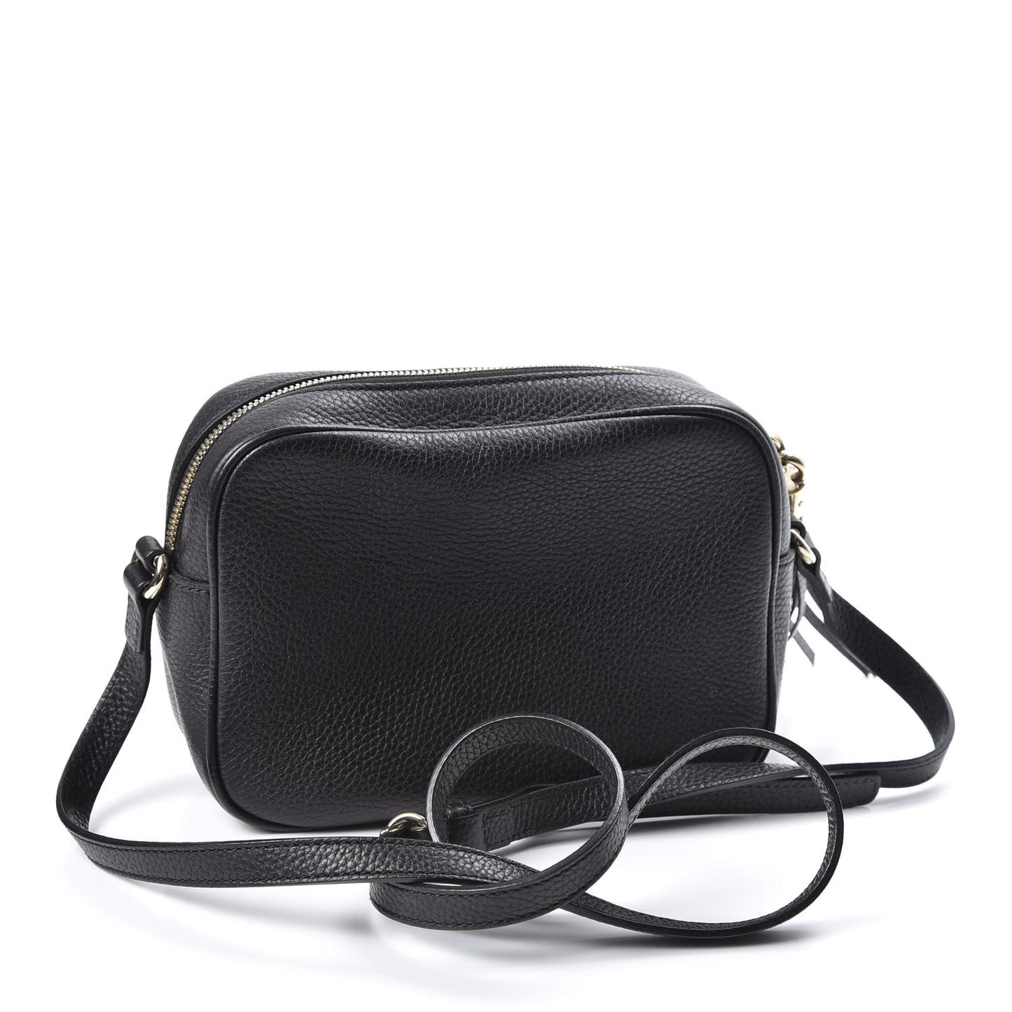 Pebbled Calfskin Small Soho Disco Bag Black
