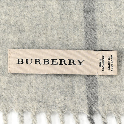 Burberry Cashmere Giant Check Fringe Scarf Pale Grey 3 of 4