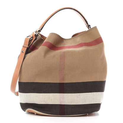 Burberry Canvas Mega Check Medium Ashby Hobo Saddle Brown 4 of 18