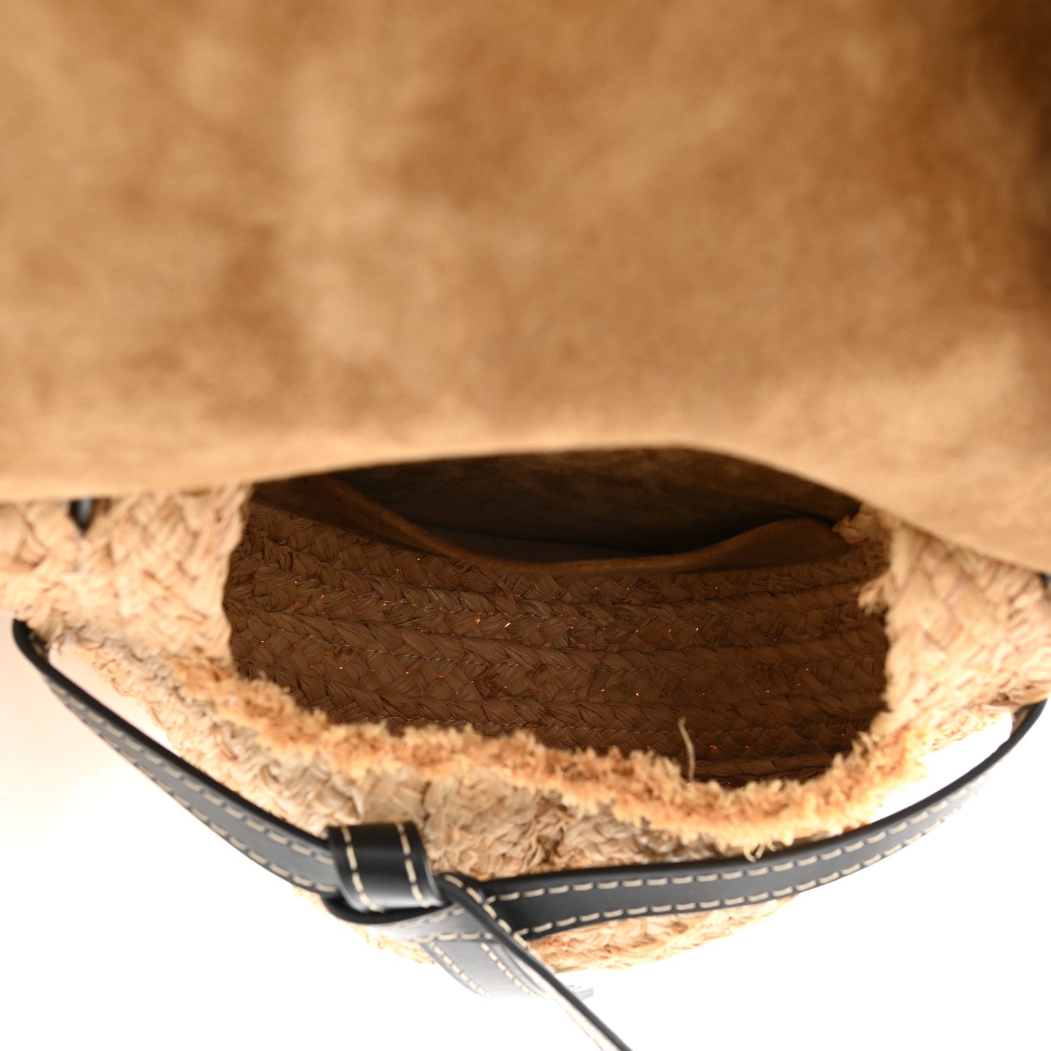 Loewe Calfskin Raffia Gate Crossbody Bag Natural Black 5 of 11