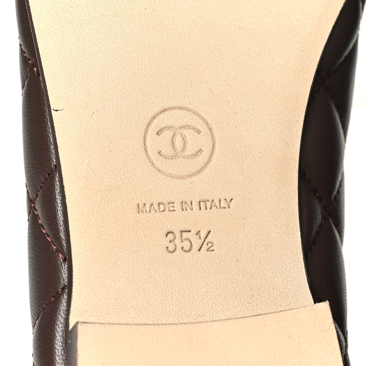 Chanel Lambskin Quilted CC Cap Toe Ballerina Flats 35.5 Brown 7 of 10