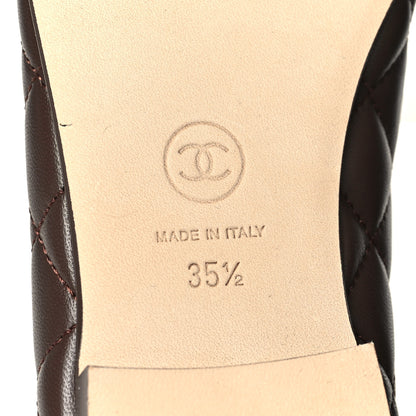 Chanel Lambskin Quilted CC Cap Toe Ballerina Flats 35.5 Brown 7 of 10