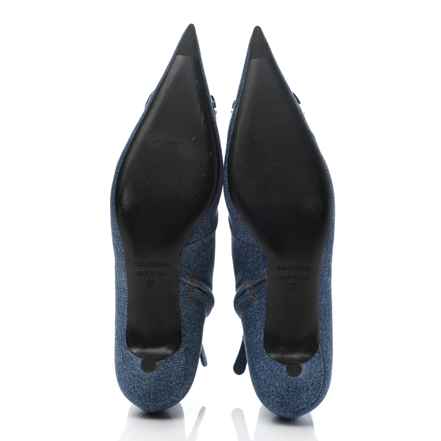 Denim BB Pointy Toe Ankle Booties 37 Light Bleu
