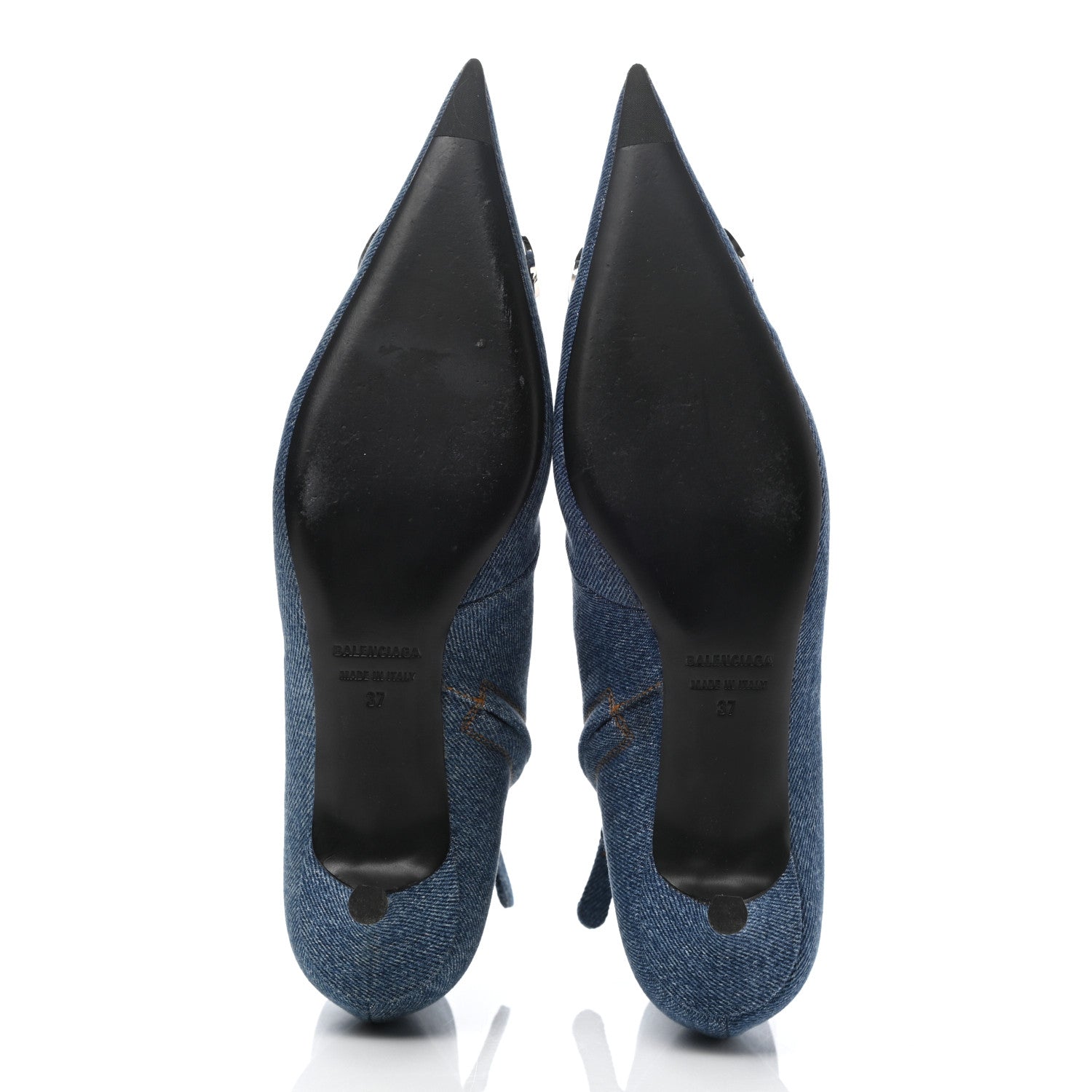 Balenciaga Denim BB Pointy Toe Ankle Booties 37 Light Bleu 5 of 9