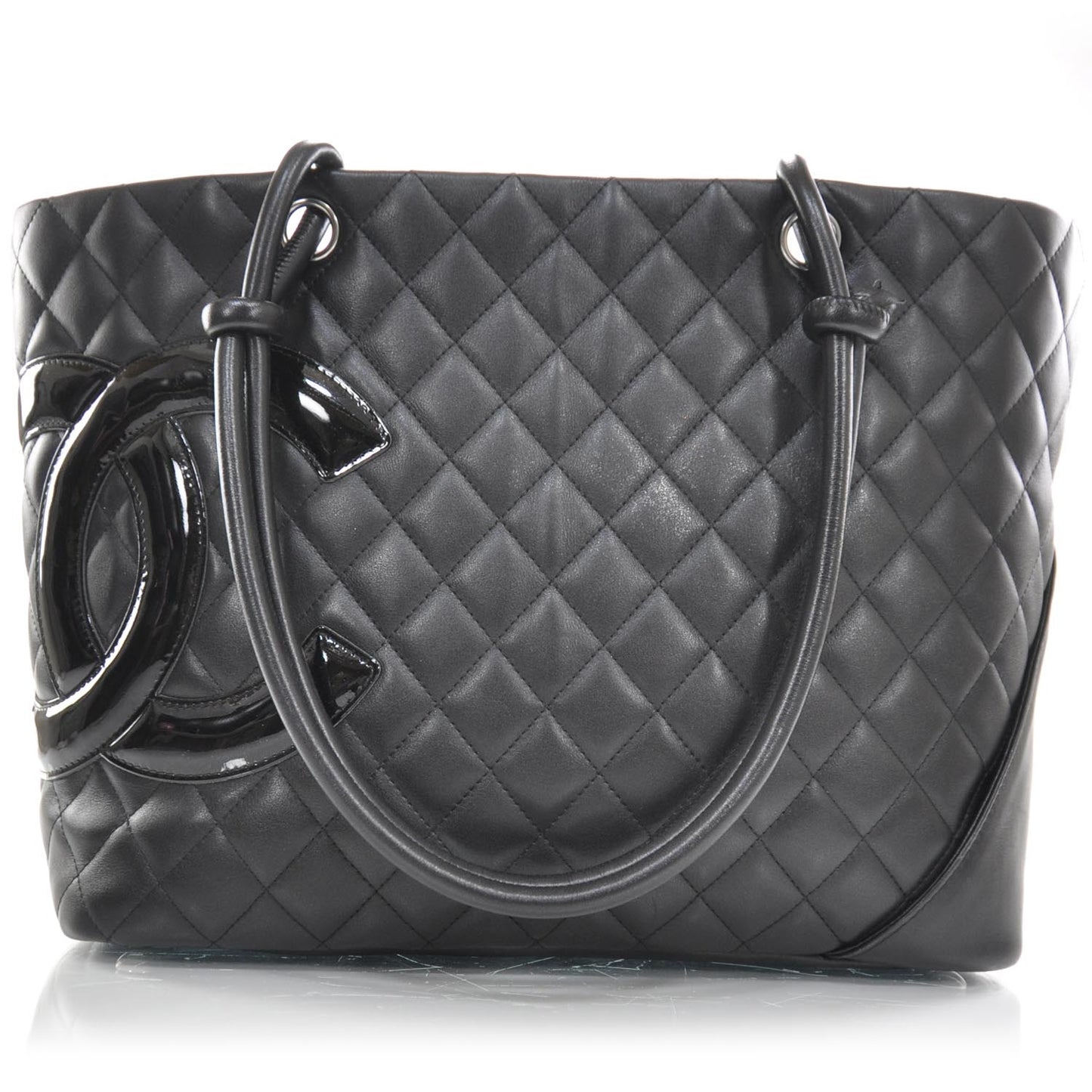 Calfskin Quilted Large Cambon Tote Black