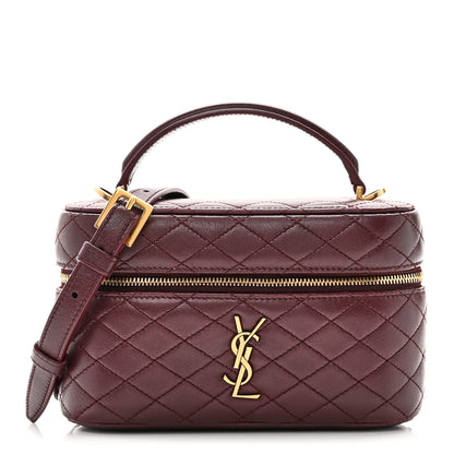 Saint Laurent Lambskin Quilted Mini Gaby Vanity Case Rouge Cabernet 1 of 9