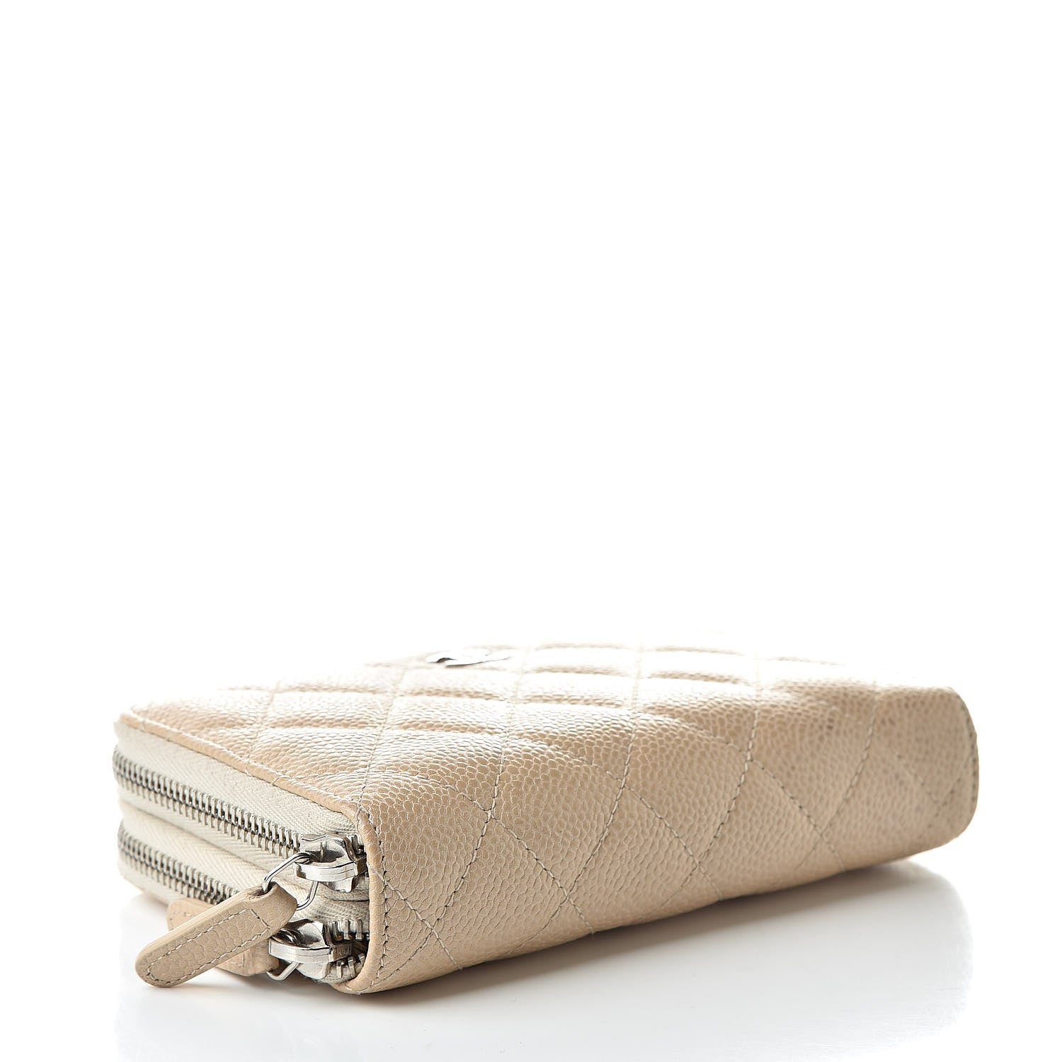 Chanel Caviar Quilted Large Gusset Double Zip Around Wallet Beige 4 of 11