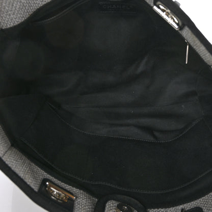 Chanel Woven Straw Raffia Small Deauville Tote Grey 5 of 12