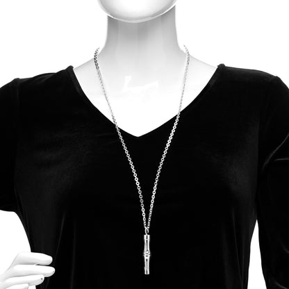 Gucci Sterling Silver Bamboo Pendant Necklace 2 of 5