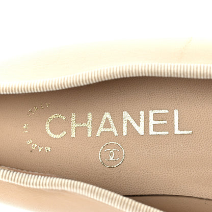 Chanel Lambskin Cap Toe CC Ballerina Flats 36 Beige Black 7 of 8