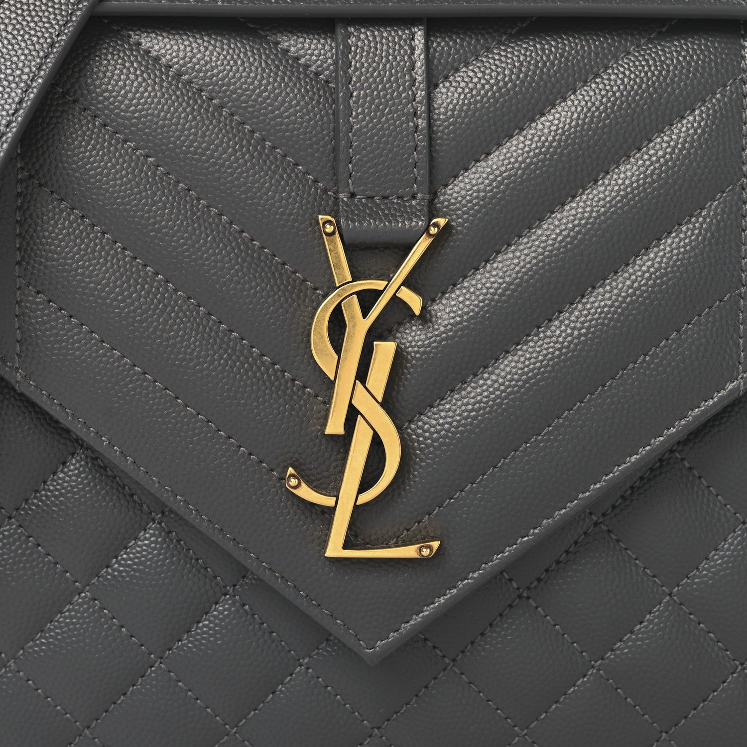 Saint Laurent Grain De Poudre Textured Mixed Matelasse Triquilt Medium Monogram Satchel Storm 7 of 9