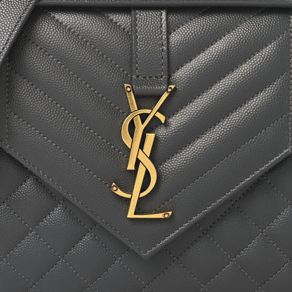 Saint Laurent Grain De Poudre Textured Mixed Matelasse Triquilt Medium Monogram Satchel Storm 7 of 9
