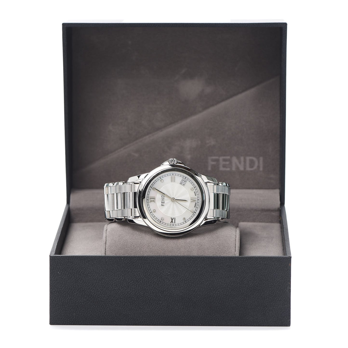 Stainless Steel Diamond 38mm Round Momento Quartz Watch