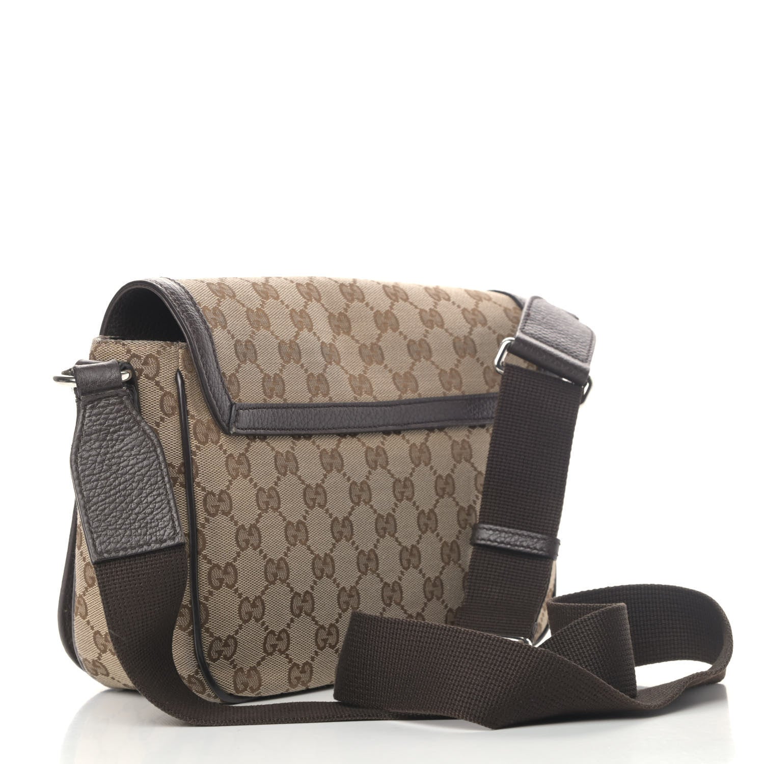 Gucci Monogram Flap Messenger Bag Beige Dark Brown 2 of 6