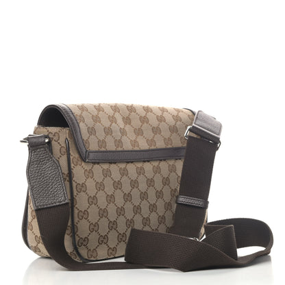 Gucci Monogram Flap Messenger Bag Beige Dark Brown 2 of 6