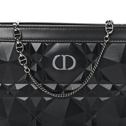 Christian Dior Calfskin Macrocannage Diamond Caro Zipped Pouch With Chain Black 8 of 11