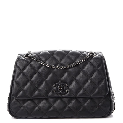 Chanel Calfskin Quilted Medium Frame In Chain Flap Black 1 of 7