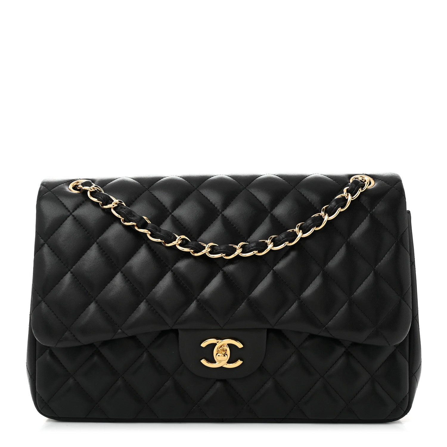 Chanel Lambskin Quilted Jumbo Double Flap Black 1 of 10