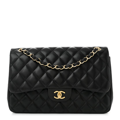 Chanel Lambskin Quilted Jumbo Double Flap Black 1 of 10
