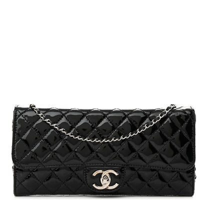 Chanel Patent Calfskin Quilted Flap Clutch With Chain Black 1 of 11