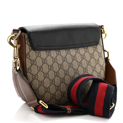 Gucci GG Supreme Monogram Web Medium Padlock Messenger Shoulder Bag Black 3 of 13