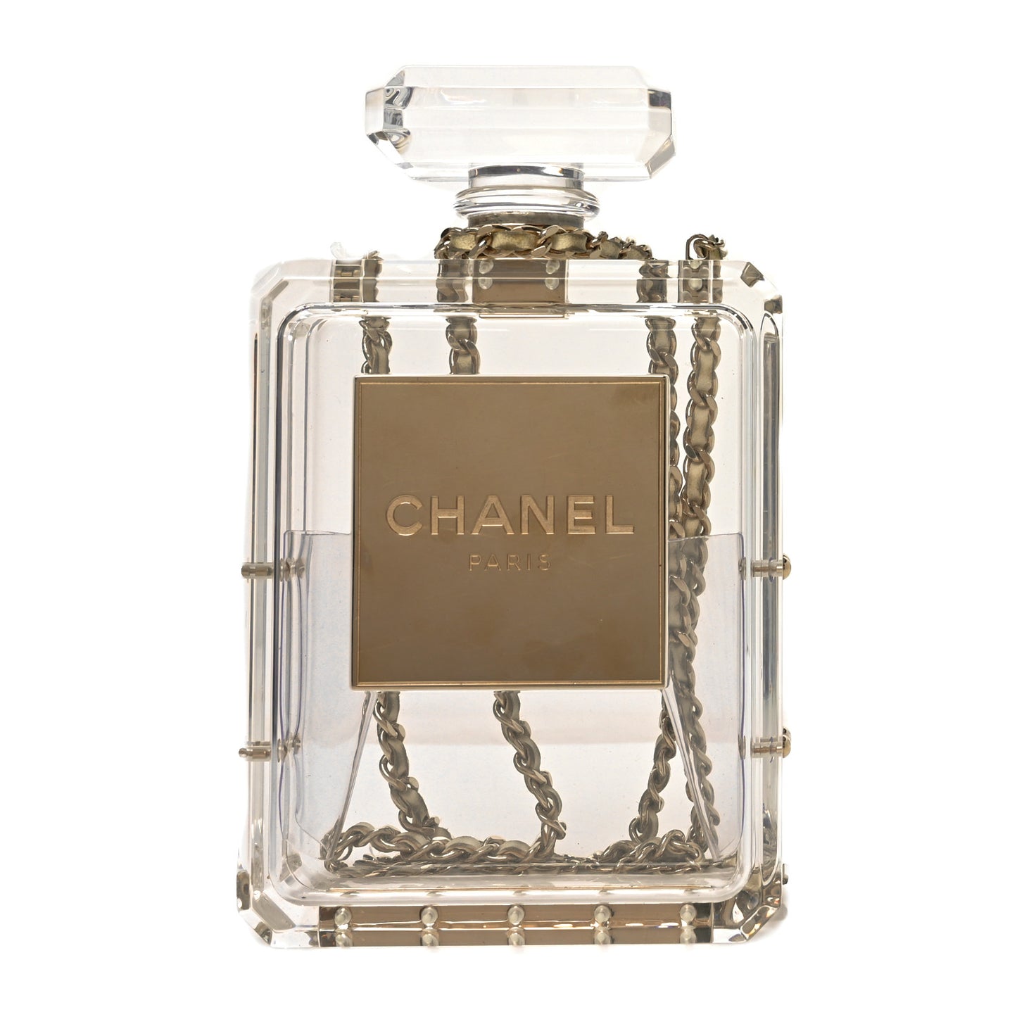 Transluscent Plexiglass Perfume Bottle Clutch