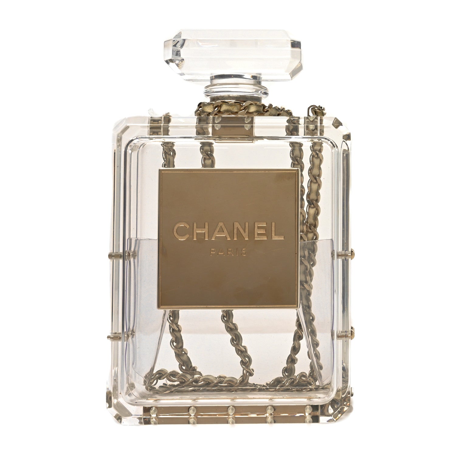Chanel Transluscent Plexiglass Perfume Bottle Clutch 1 of 9