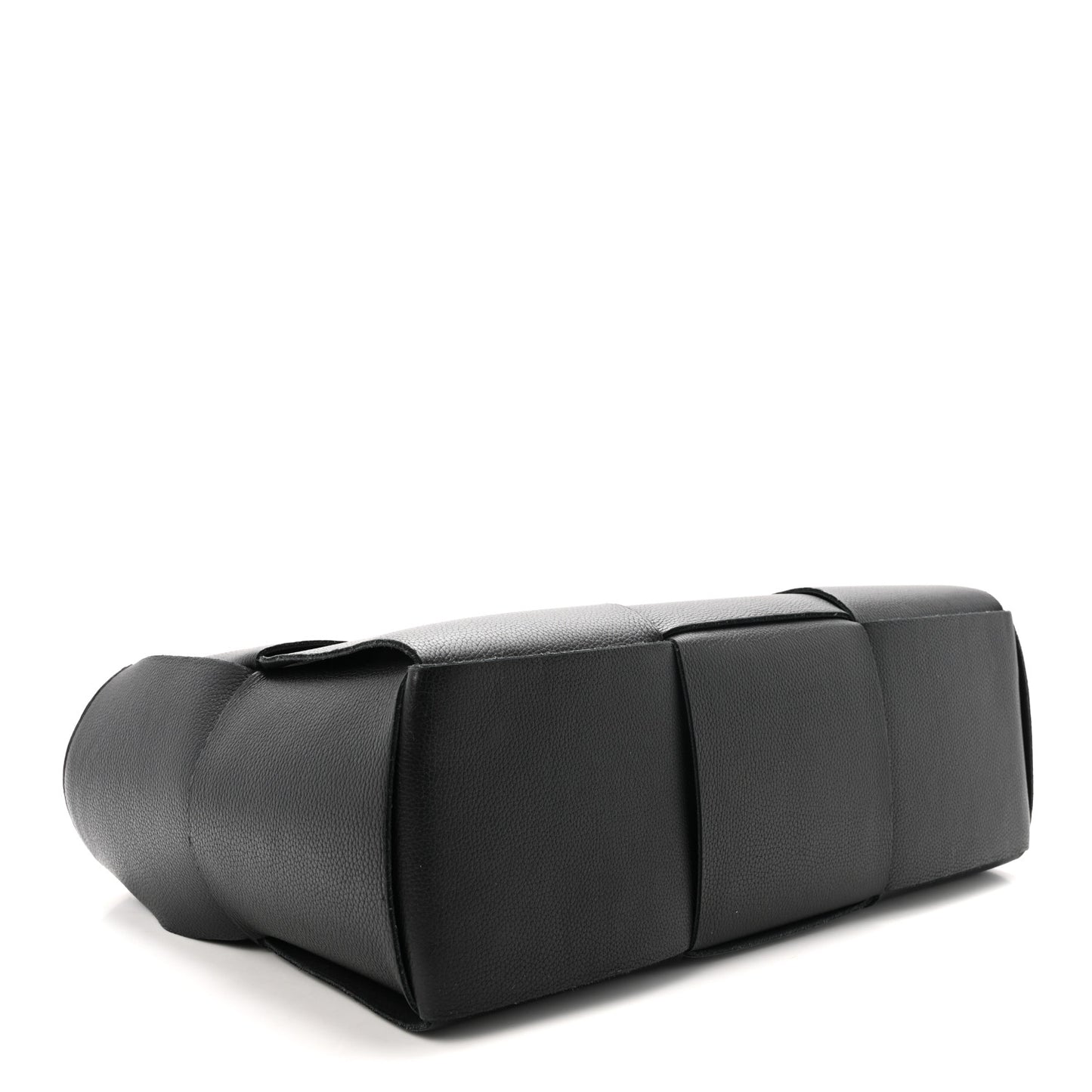Grained Calfskin Maxi Intrecciato Medium Arco Tote Black
