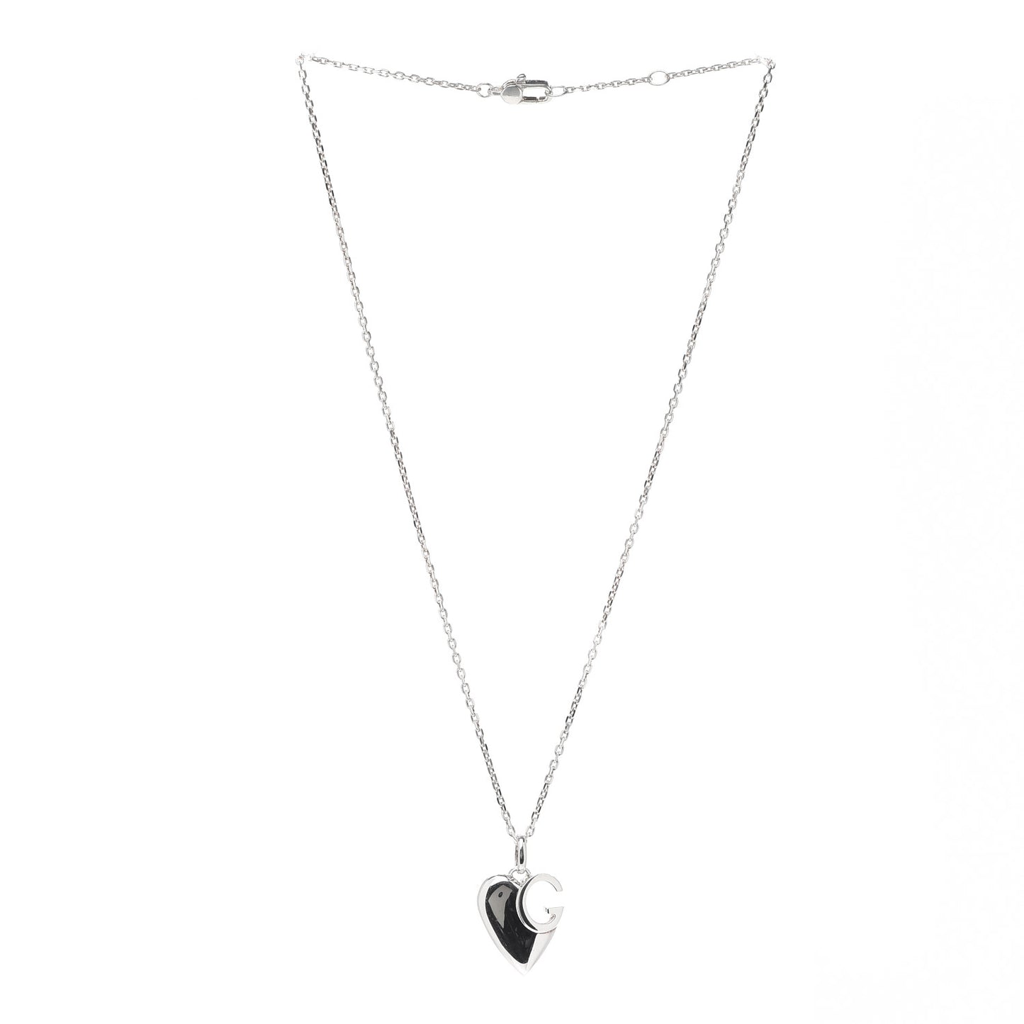 Sterling Silver Charlotte Cutout G Heart Pendant Necklace