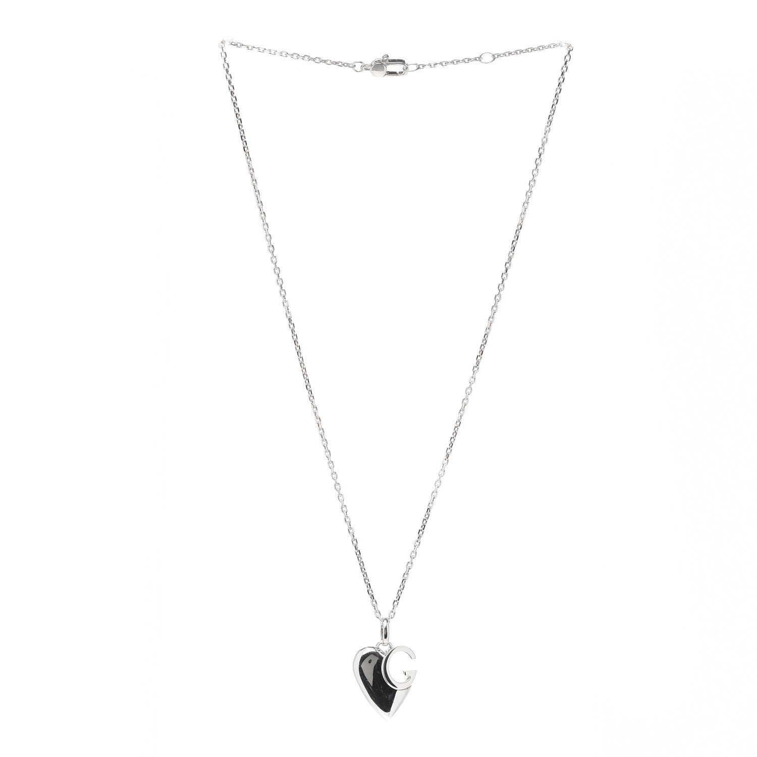 Gucci Sterling Silver Charlotte Cutout G Heart Pendant Necklace 3 of 6