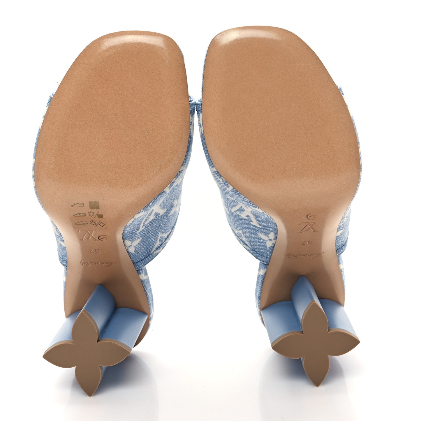 Denim Monogram Silhouette Mules 37 Blue