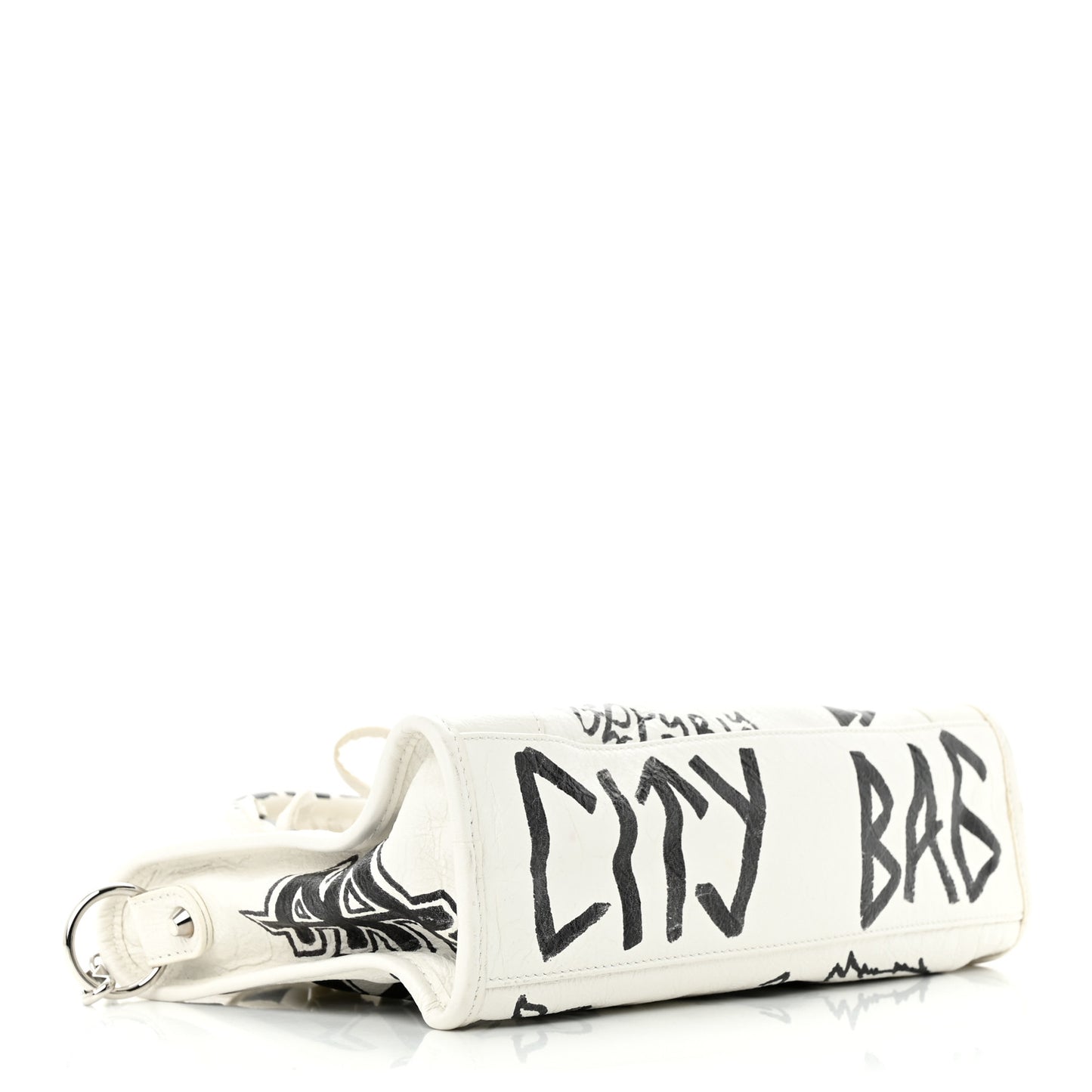 Agneau Graffiti All Over Classic Silver Hardware S City White Black