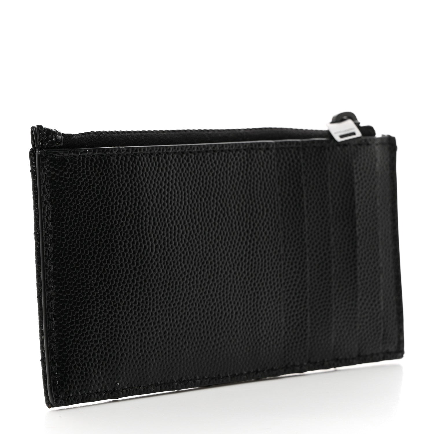 Saint Laurent Monogram Grain de Poudre 5 Fragments Zip Pouch Card Holder Black 3 of 7