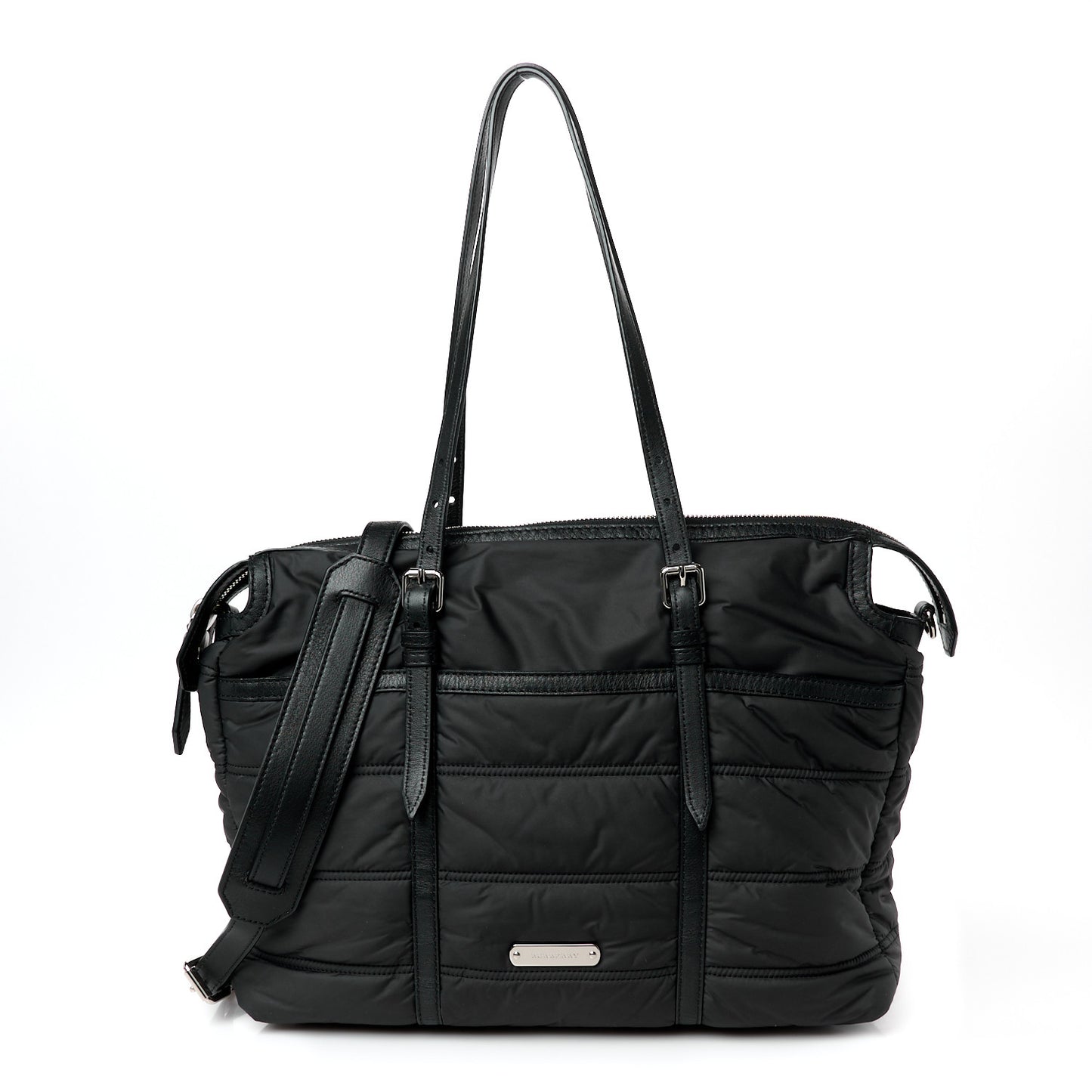 Nylon House Check Quilted Abbey Diaper Bag Black