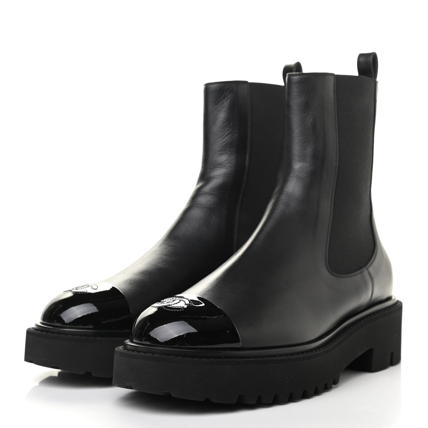 Chanel Crumpled Calfskin Patent Ankle Boots 40.5 Black 3 of 8