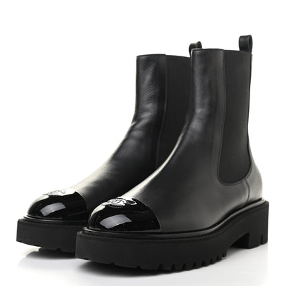Chanel Crumpled Calfskin Patent Ankle Boots 40.5 Black 3 of 8