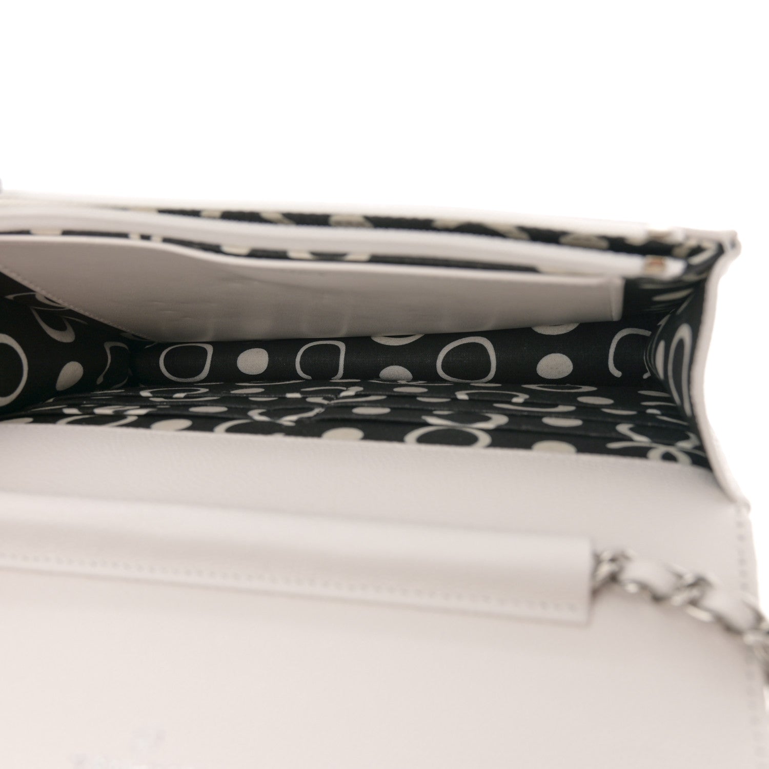 Chanel Caviar Quilted CC Logo Wallet on Chain WOC  White 5 of 13