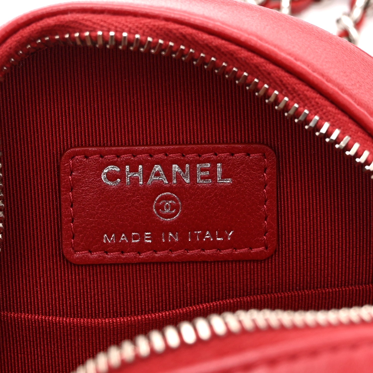 Chanel Lambskin Quilted Round Clutch With Chain Red 6 of 11