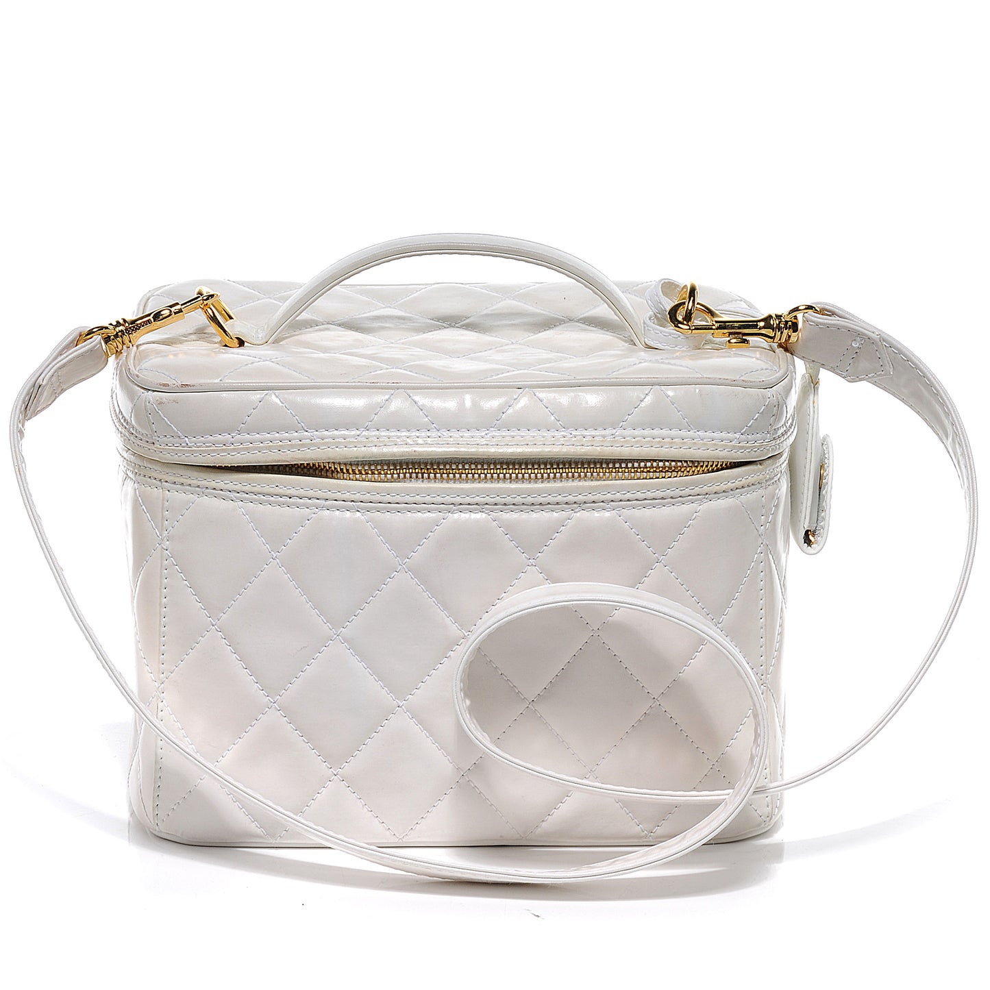Quilted Leather CC Vanity Cosmetic Case White